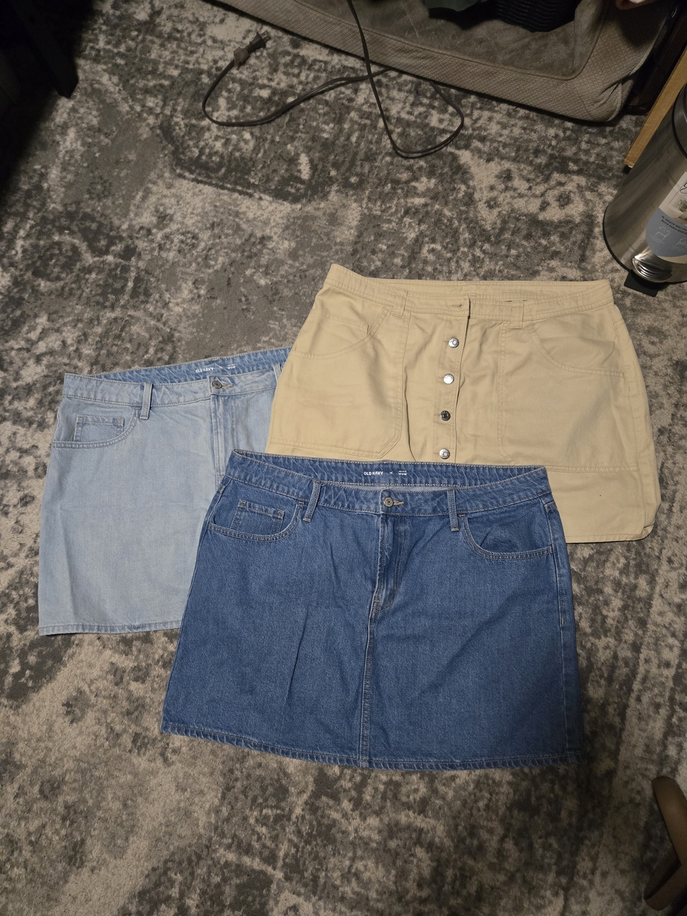 Old Navy Mini Skirt Trio - Cream, Light Blue, Denim Blue